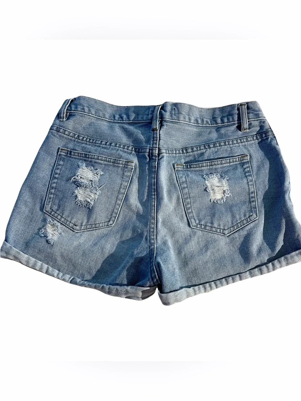 Forever 21 High Rise Distressed Denim Shorts Blue Size 30